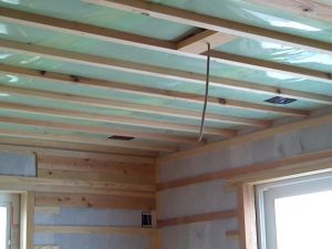 セルロースファイバー(断熱材)充填後(天井)