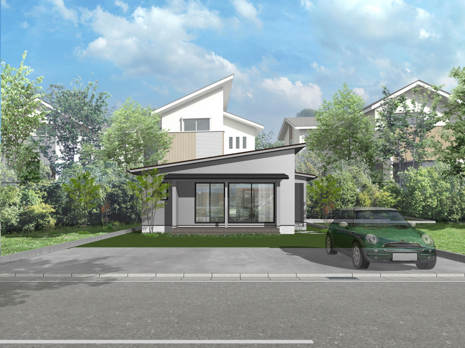 本日着工！グレーの外観×オークの床材を使用したお住まい