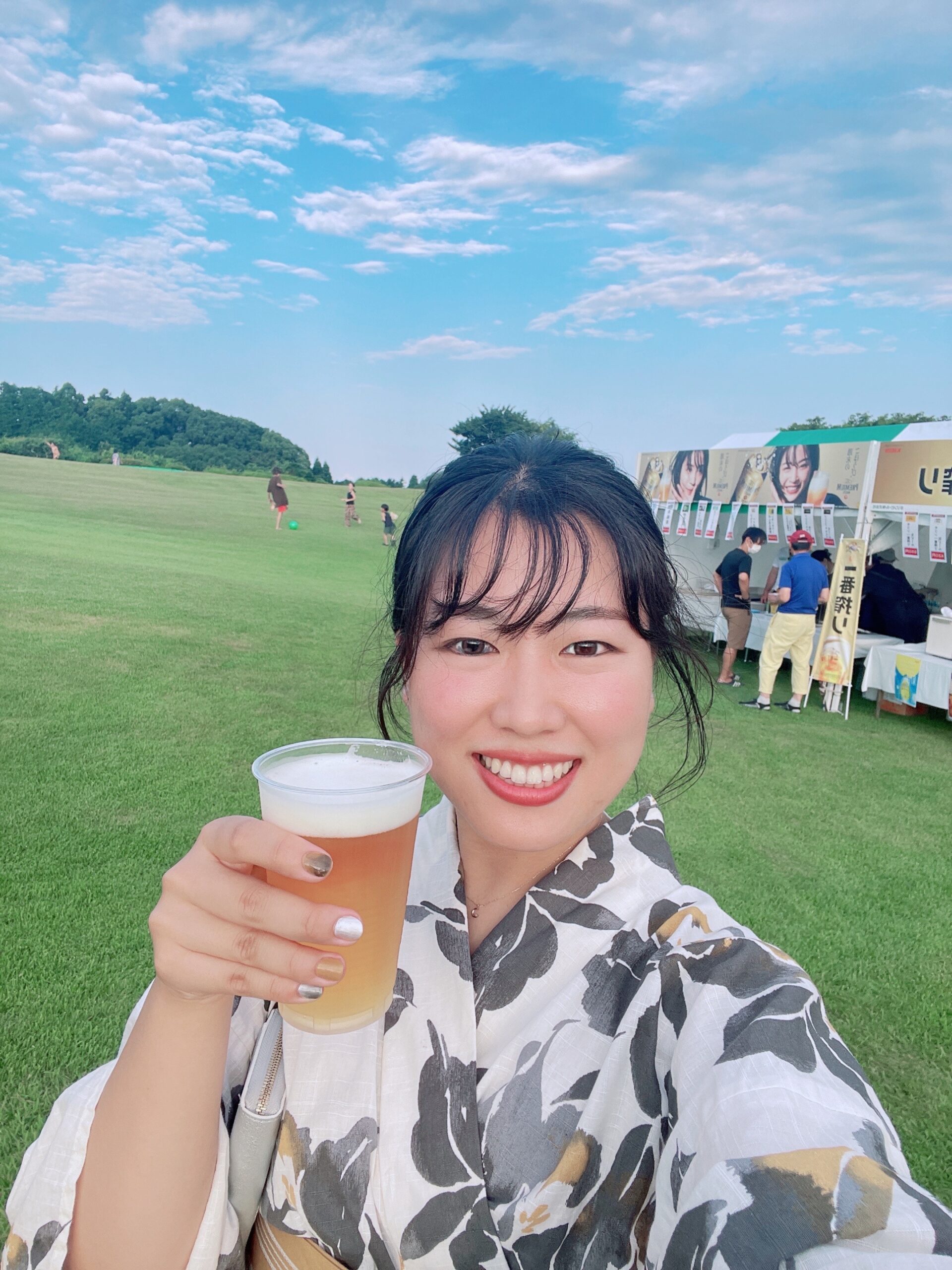 芝生ビールの様子③