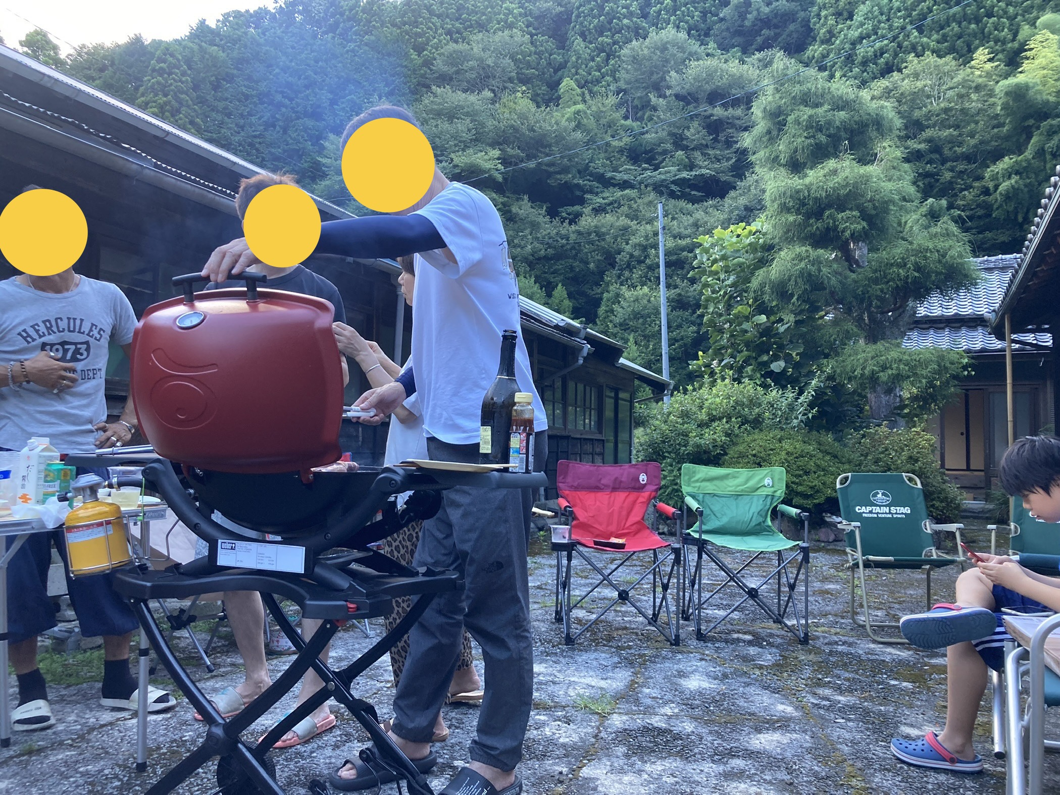 夏　実家　BBQ 田舎